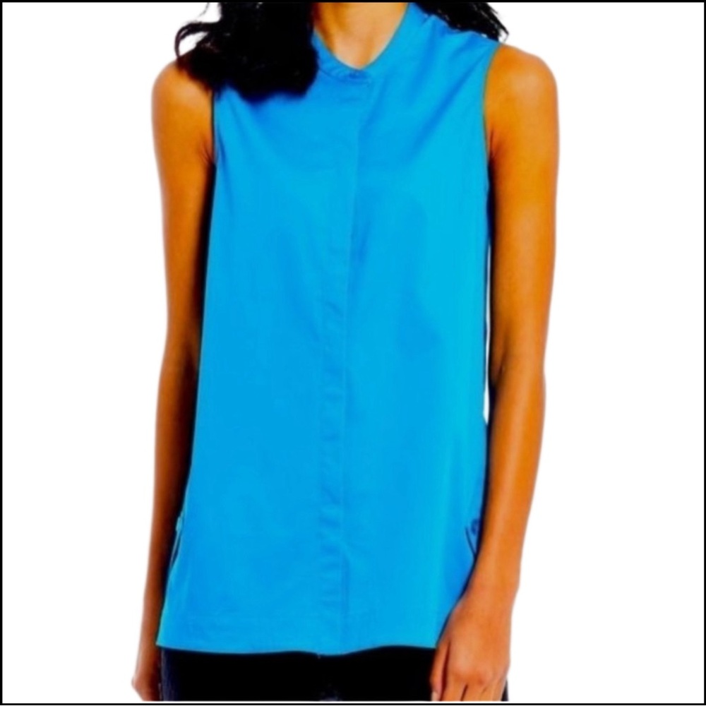 NWT VISION 155 Turquoise Mandarin Collar Button Tunic Top Blouse 12 - Picture 4 of 11